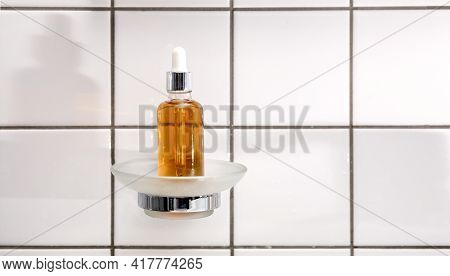Natural Serum. Concept Of Cosmetic Injection Is Hyaluronic Acid, Botulin, Serum On The Background Of