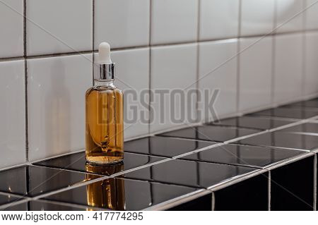Natural Serum. Concept Of Cosmetic Injection Is Hyaluronic Acid, Botulin, Serum On The Background Of
