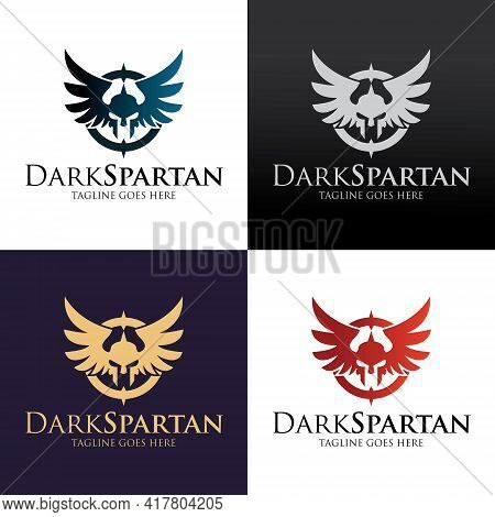 Dark Spartan Logo Design Template. Vector Illustration