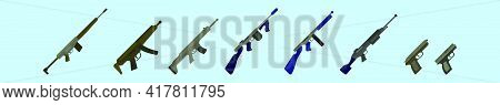 Set Of Soft Gun Cartoon Icon Design Template With Various Models. Modern Vector Illustration Isolate