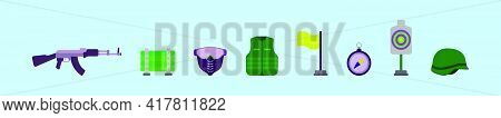 Set Of Soft Gun Cartoon Icon Design Template With Various Models. Modern Vector Illustration Isolate