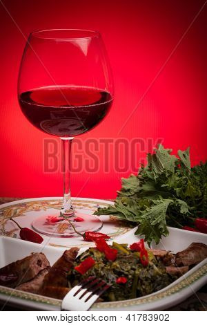 Broccoli Rabe piastra e vino rosso