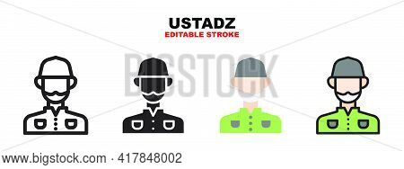 Ustadz Icon Set With Different Styles. Icons Designed In Filled, Outline, Flat, Glyph And Line Color