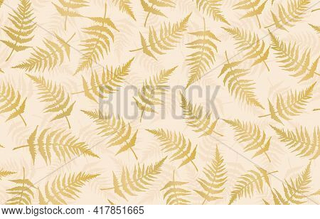 Seamless Pattern With Leaves Backgrounds, Golds Fern  Background, Seamless Pattern With Fern, Set Sa