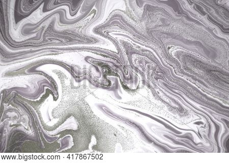 Beige And White Marble Texture. Liqued Ink Background.