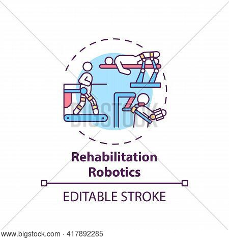 Rehabilitation Robotics Concept Icon. Rehabilitation Engineering Idea Thin Line Illustration. Roboti
