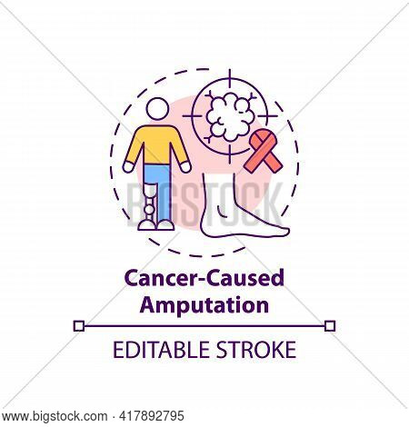 Cancer-caused Amputation Concept Icon. Amputation Cause Idea Thin Line Illustration. Surgical Limb W