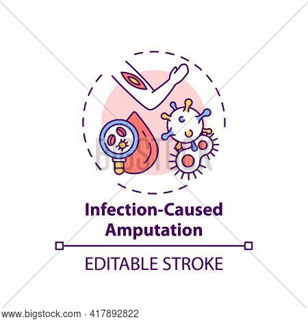 Infection-caused Amputation Concept Icon. Amputation Cause Idea Thin Line Illustration. Blood Vessel
