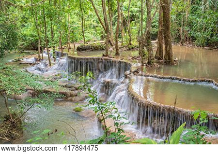 Landscape Of Huai Mae Khamin Waterfall Srinakarin National Park At Kanchanaburi Thailand.huai Mae Kh