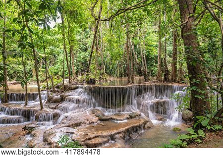 Landscape Of Huai Mae Khamin Waterfall Srinakarin National Park At Kanchanaburi Thailand.huai Mae Kh