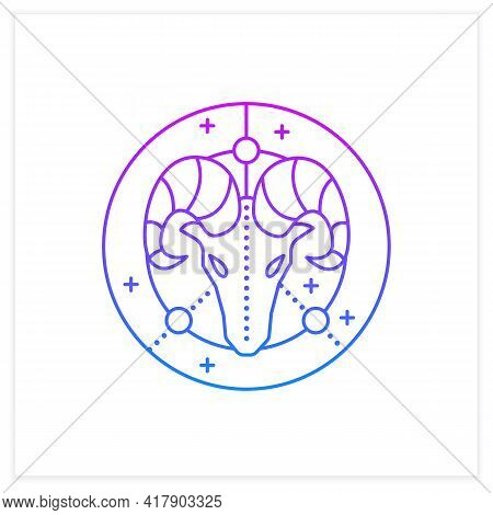 Aries Gradient Icon. Ram Symbol. First Fire Sign In Zodiac. Birth Symbol. Mystic Horoscope Sign. Ast