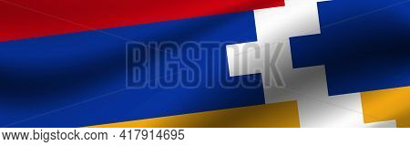 Banner With The Flag Of Nagorno-karabakh Republic. Fabric Texture Of The Flag Of Nagorno-karabakh Re