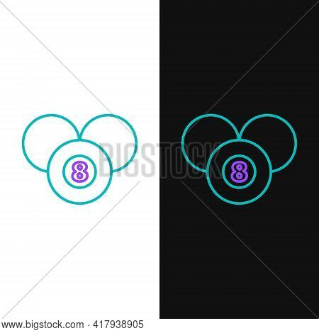 Line Billiard Pool Snooker 8 Ball Icon Isolated On White And Black Background. Billiard Eight Ball. 