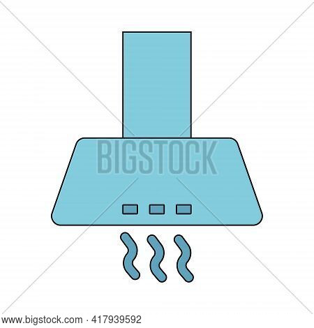 Cooker Hood Icon. Air Filtration And Ventilation In The Kitchen. Vector Illustration In Flat Line St