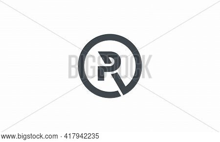 Circle Logo Letter R Or Rp Or Pr Isolated On White Background.