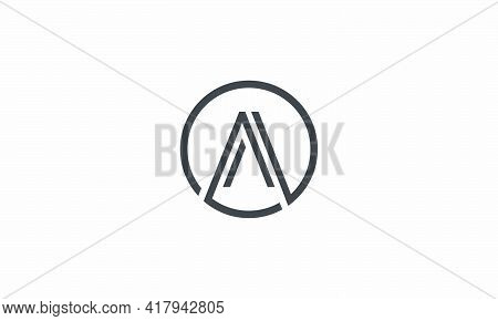 A Or Aa Circle Logo Isolated On White Background.