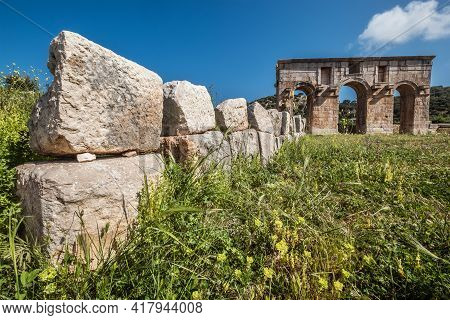 The Symbol Of Ancient Patara (lycia) City - Arch Of Mettius Modestus, Mediterranean Coast Of Turkey.