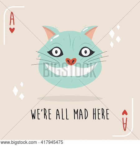 Colorful Composition With Cheshire Cat From Alice In Wonderland