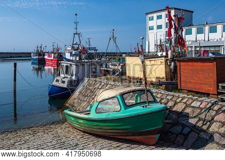 Fishing Boats In The Port Of Sassnitz On The Island Ruegen, Germany.