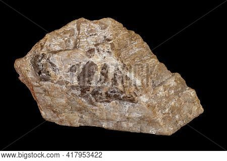 Macro Of A Stone Moonstone Mineral On A Black Background