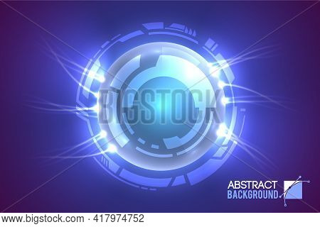Modern Virtual Interface Abstract Background With Luminescent Eye Surrounded By Futuristic Circles W