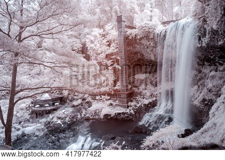 Landscape Photos Infrared: Dambri Waterfall (viet Nam). This Is A Beautiful Waterfall In Bao Loc Cit