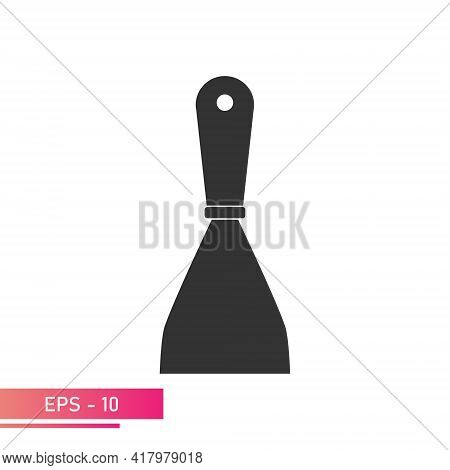 A Narrow Construction Spatula. Solid Design. On A White Background. Tools For Workers. Flat Vector I