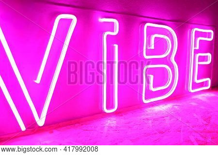 Pink Neon Sign Vibe. Trendy Style. Neon Sign. Custom Neon. Home Decor.