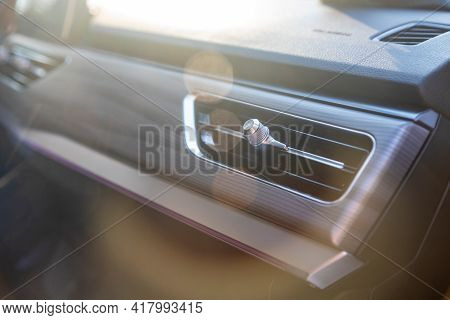 Closeup Of Interior Ventilation System Deflectors. Details Of The Interior Of A Premium Car In The S