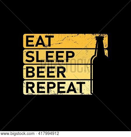 Beer Sleep Beach Repeat Icon Sign Vector T-shirt