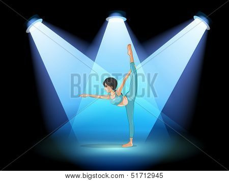 Illustration of a woman dancing under the spotlights