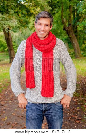 male walking outdoors on colder season