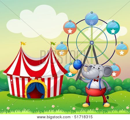 Illustration of an elephant at the carnival
