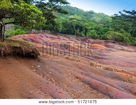 Main sight of Mauritius- Chamarel- seven color lands.