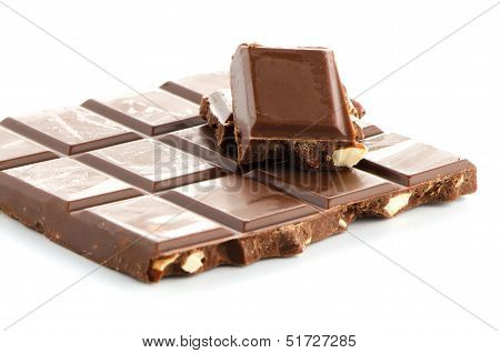 Closeup Detail Of Chocolate With Almods Parts