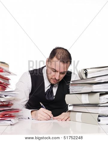 Hard working man in a office