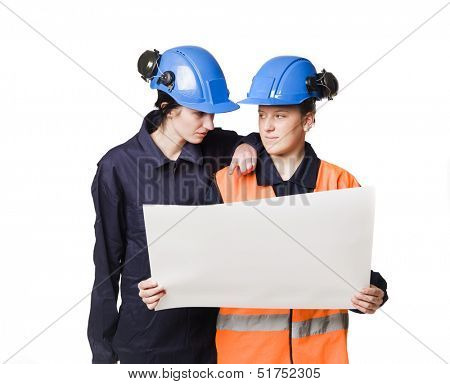 Two female building-constructors