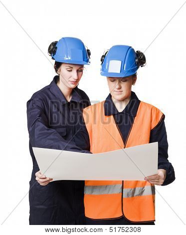 Two female building-constructors