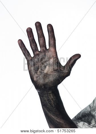 Dirty palm of the hand