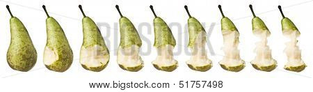 Pear in progress isolated on white background