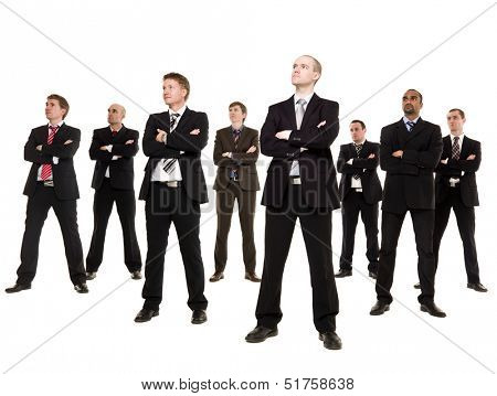 Group of businessmen isolated on white background
