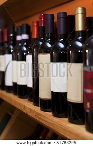 Large group of Wine Bottles in a row