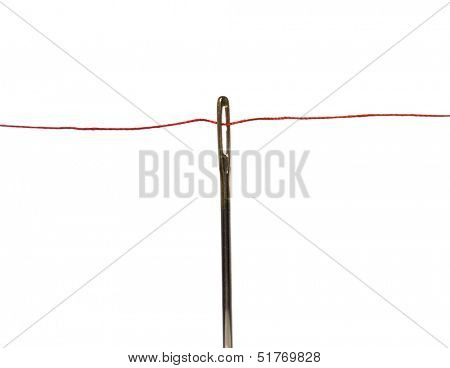 Thread Reel and nedle on white background
