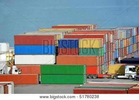 Cargo container in port