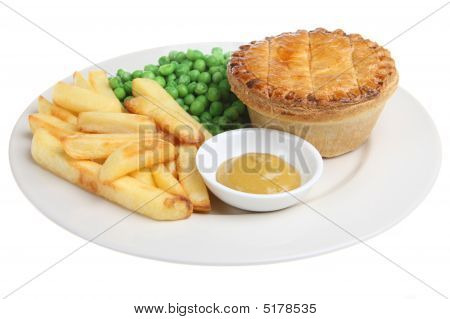 Biftek pasta ve cips