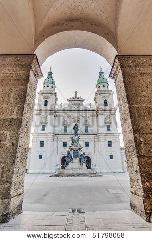 Cathedral Square (domplatz) Located At Salzburg, Austria