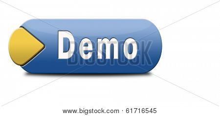 Demo download button or icon for free trial demonstration