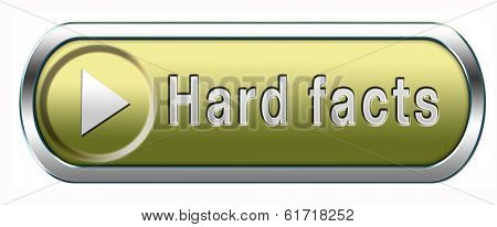 hard facts or proof, scientific proven fact button or icon