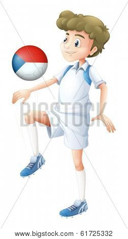 Illustration of a boy playing with the ball from Czech Republic on a white background