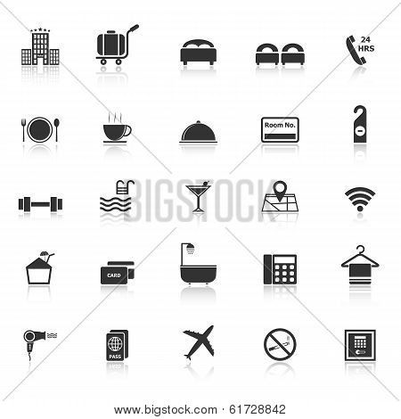 Hotel Icons With Reflect On White Background